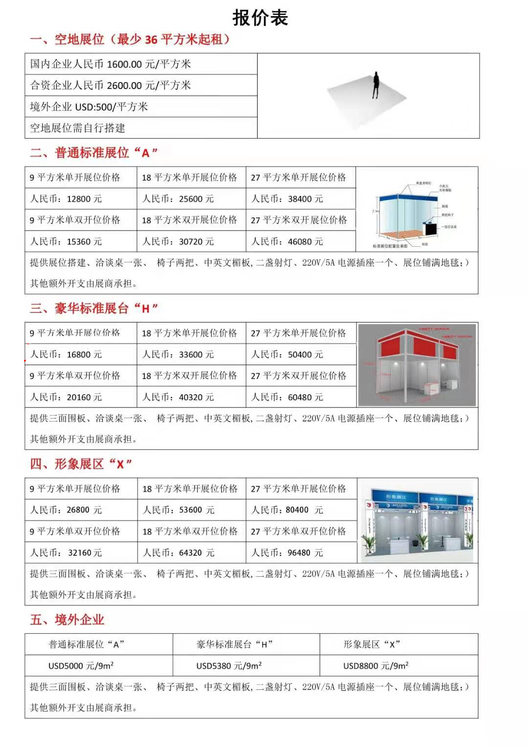 展位规格 》CRN2023上海国际康复博览会